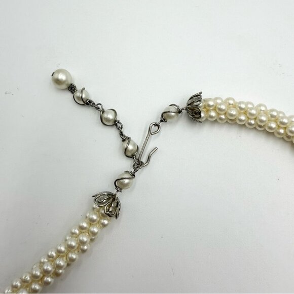 Vintage Multi Strand Graduated Twist Faux Pearl Princess Necklace - Picture 4 of 6